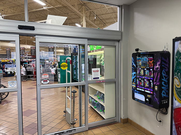 PackPull Pokémon vending machine inside Viking Village Foods in Reedsburg